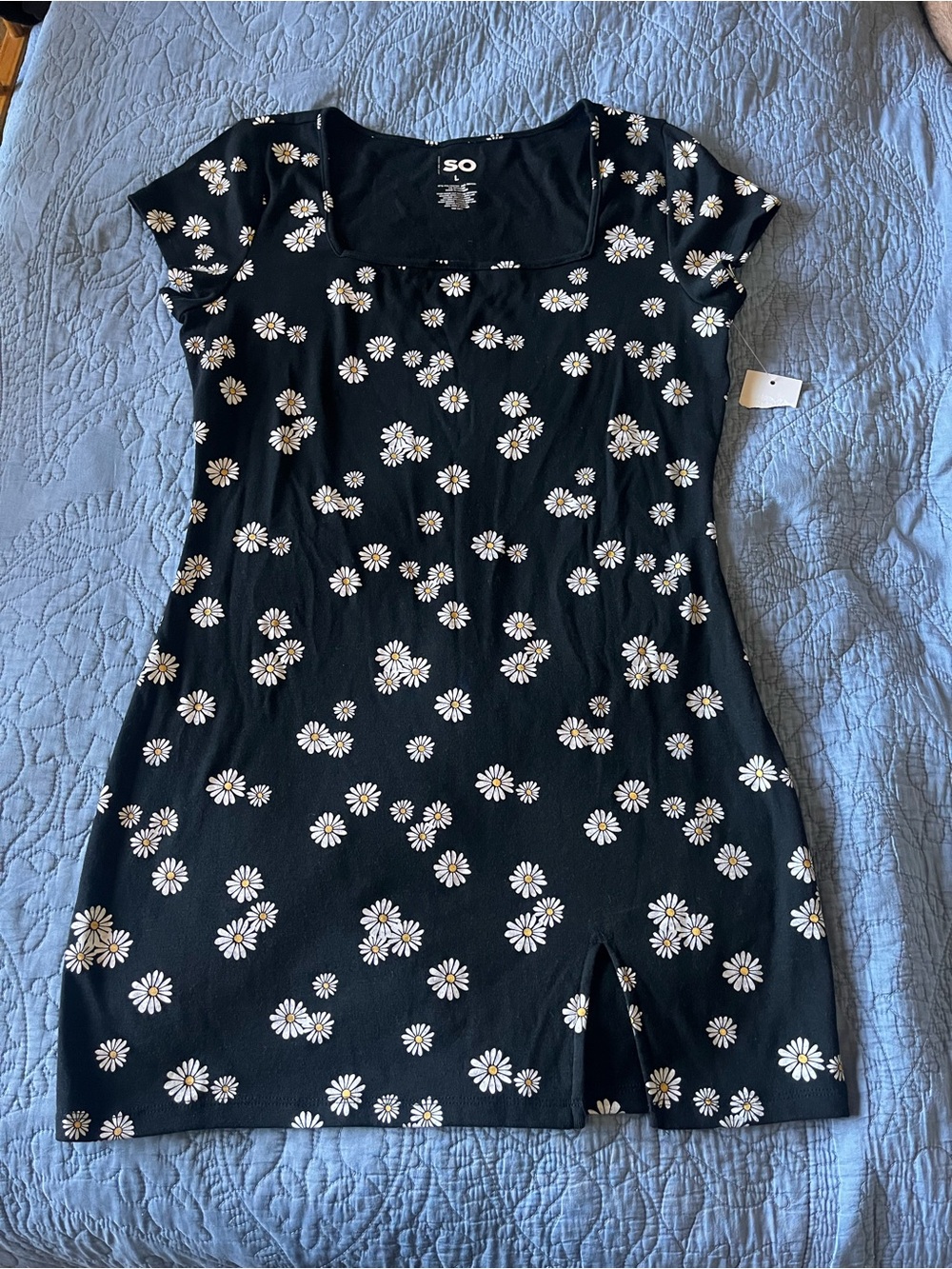 SO Black Daisy Print Mini Dress